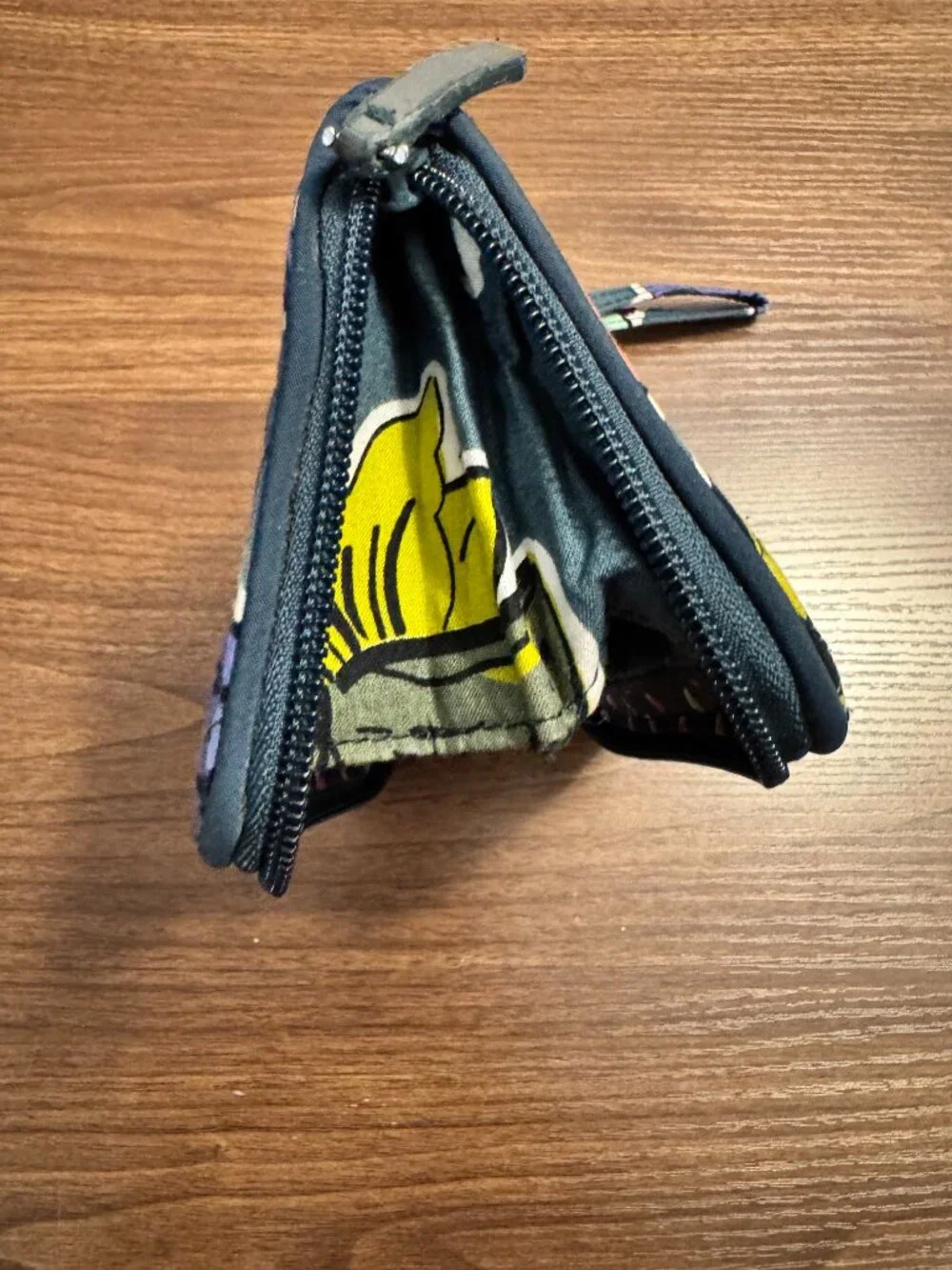 Vera Bradley Zip Around Wristlet Wallet : Slate Blooms Floral Quilted Cotton